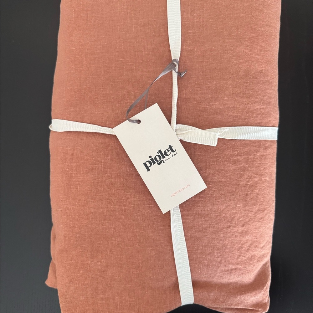 NEW Piglet In Bed Warm Clay US King Linen Duvet Cover
